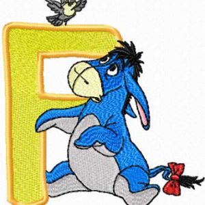 Eeyore Letter F	 embroidery design