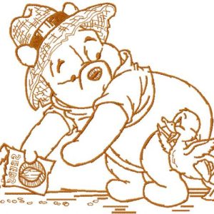 Winnie Pooh feed duck embroidery design