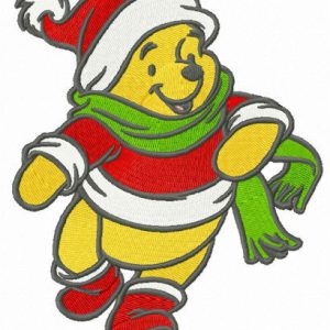 Winnie Pooh runs to friends embroidery design