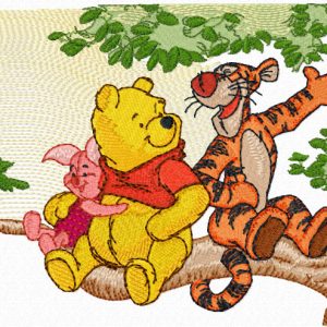 Winnie Pooh and Tigger talking embroidery design