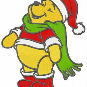 Winnie Pooh waiting for snow embroidery design