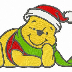 Winnie Pooh waiting for Xmas embroidery design