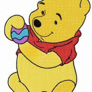 Winnie Pooh with Easter egg embroidery design