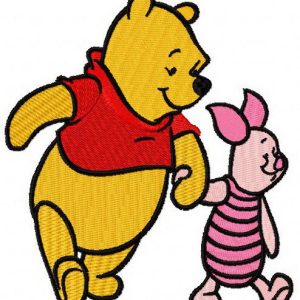 Winnie the Pooh and Piglet best friends embroidery design