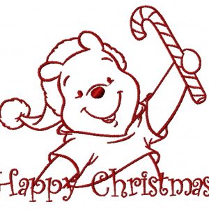 Winnie the Pooh in santa hat 2 embroidery design