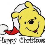 Winnie the Pooh in santa hat 3 embroidery design