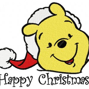 Winnie the Pooh in santa hat 3 embroidery design