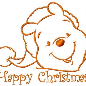 Winnie the Pooh in santa hat 4 embroidery design