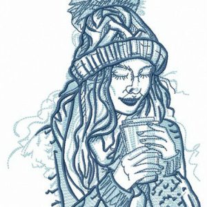 My winter morning with coffee embroidery design