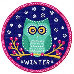 Winter owl embroidery design