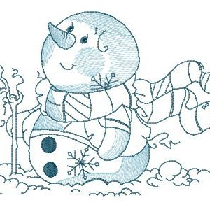 Winter, snowman and lantern embroidery design