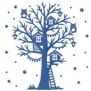 Winter tree embroidery design