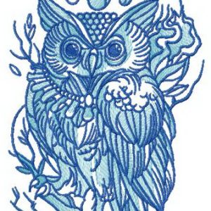 Wise owl with collar embroidery design