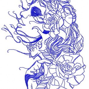 Witch and full moon one color embroidery design