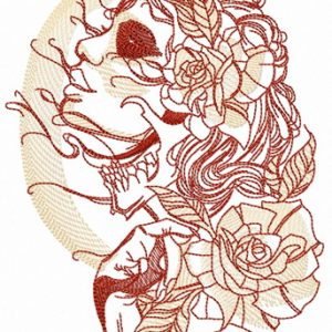 Witch and full moon sketch embroidery design