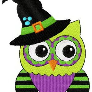 Witch owl embroidery design