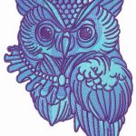 Wizard's owl embroidery design