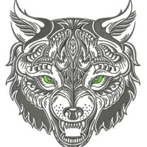 Wolfish grin embroidery design