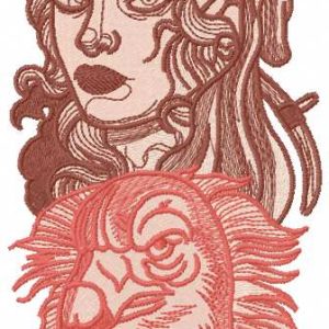 Woman eagle gothic embroidery design