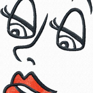 Women's cartoon face embroidery design