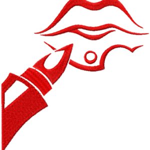 Women lips make up embroidery design