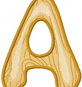 Wooden letter A embroidery design