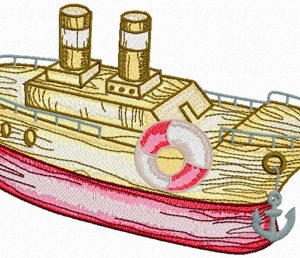 Wooden Boat embroidery design