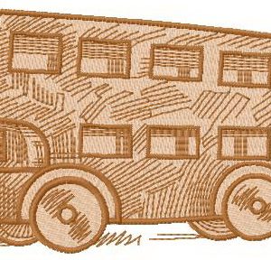 Wooden bus embroidery design