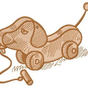 Wooden dog toy embroidery design