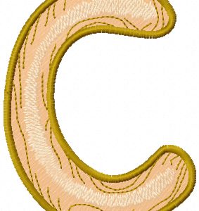 Wooden letter C embroidery design