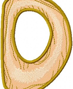 Wooden letter D embroidery design