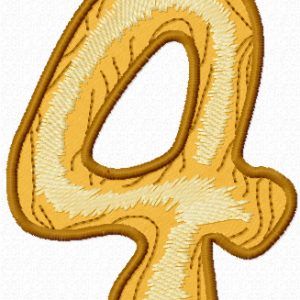 Wooden number four embroidery design