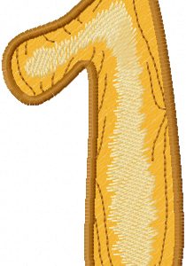 Wooden number one embroidery design