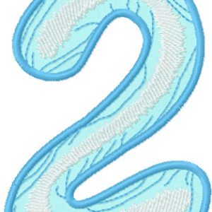 Wooden number two embroidery design