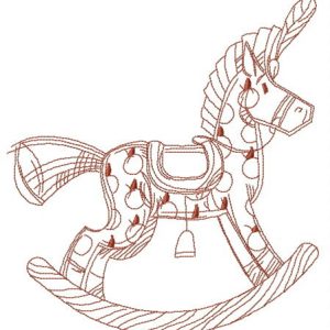 Wooden rocking horse embroidery design