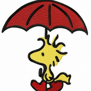 Woodstock with umbrella embroidery design