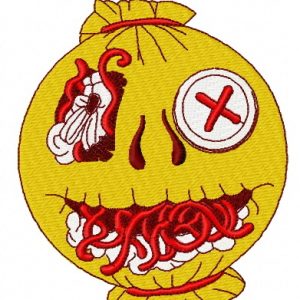 Wormy pumpkin embroidery design