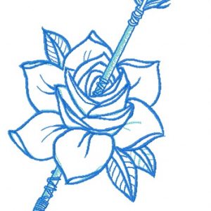 Wounded rose embroidery design