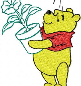 Winnie Pooh with flower 2 embroidery design
