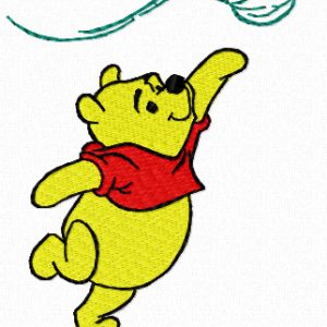 Winnie Pooh with leaves embroidery design