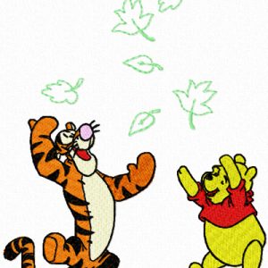 Winnie Pooh and Tigger playing embroidery design
