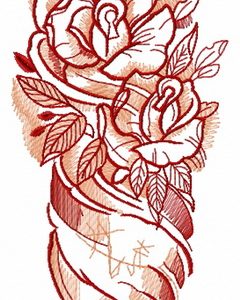 Wrapped roses embroidery design