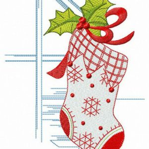 X-mas sock near stairs embroidery design