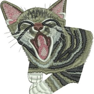 Yawning cat embroidery design
