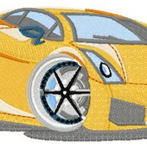 Yellow car embroidery design