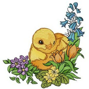 Yellow chick embroidery design