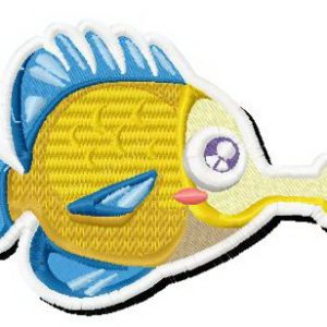Yellow fish embroidery design
