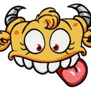 Yellow horny monster embroidery design