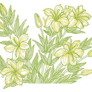 Yellow lilies embroidery design