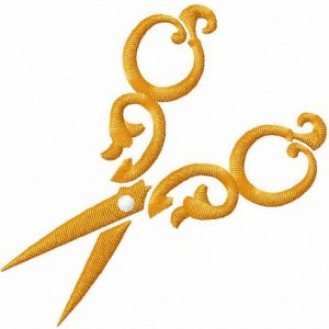 Yellow scissors embroidery design